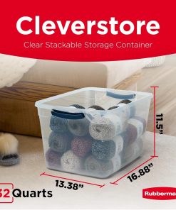Alternative view of Rubbermaid Cleverstore Clear 32 Qt. 6 Pack Stackable Plastic Storage Bins with Lids. Great for Closet and Laundry Storage. Organizing in the Home